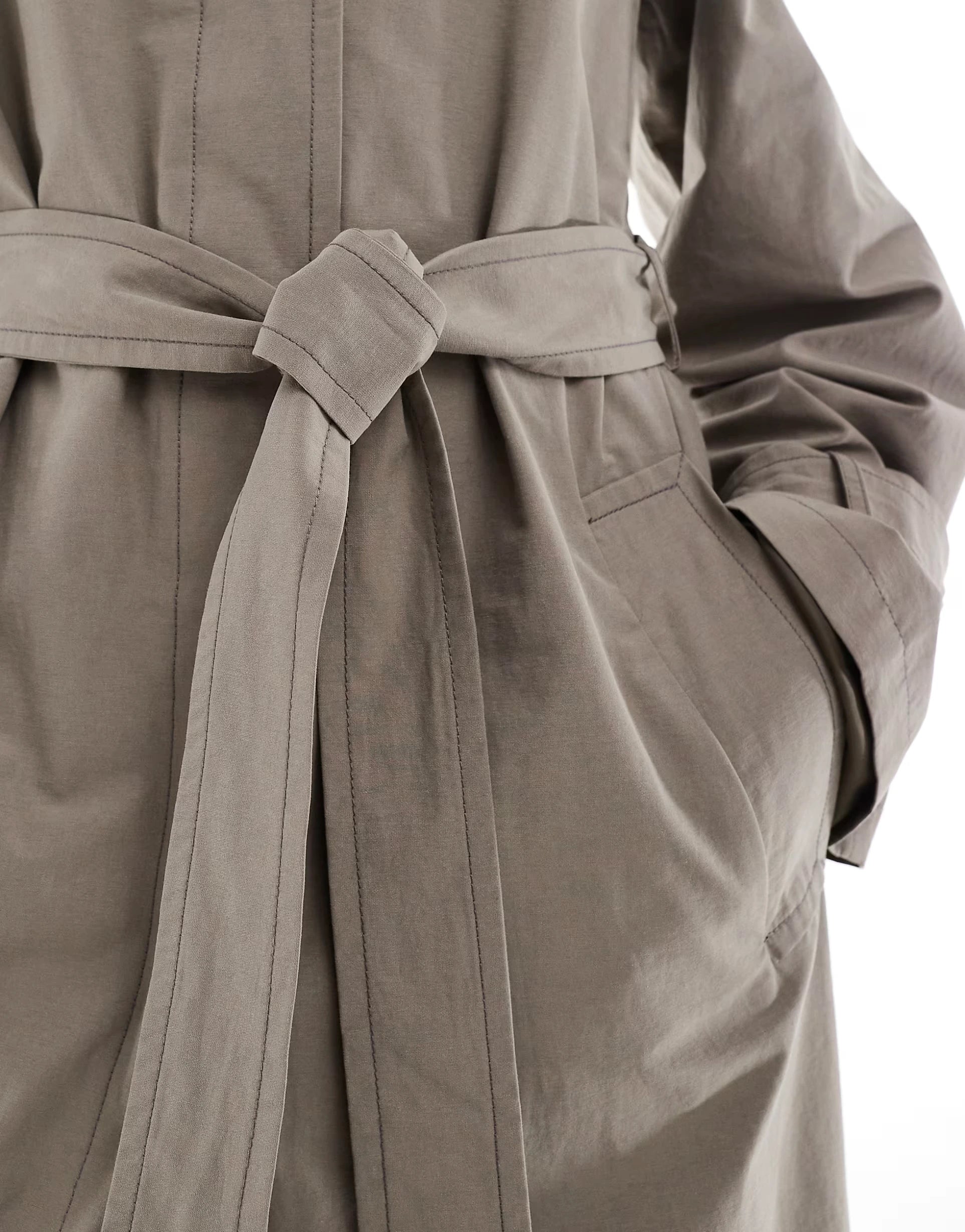 Oversized Longline Trench Coat in Grey